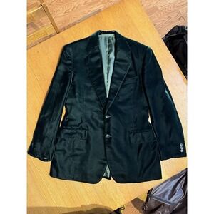 Vintage Burton Petrocelli Velvet Blazer Green Dinner Jacket Mens M Formal